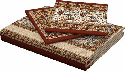 Jaipuri Ethnic Muftis Cotton Bedsheet With Pillow Covers