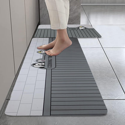 Stylish Modern Prints Rubber Kitchen Mat – Pack of 2 (Panda)