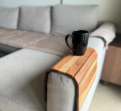 Wooden Hallway Sofa Arm Tray Table Flexible Foldable Sofa Tray for Couch Armrest