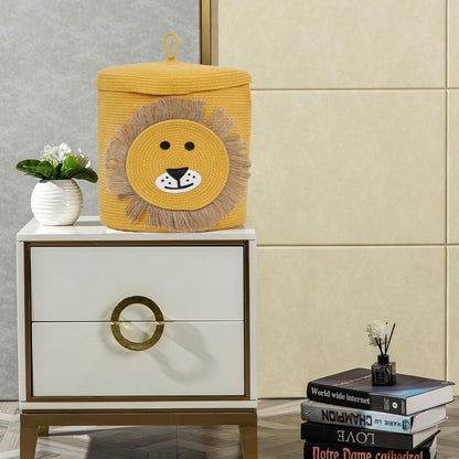 Cotton Lion Basket for Storage Foldable Wardrobe Multipurpose use Laundry Basket