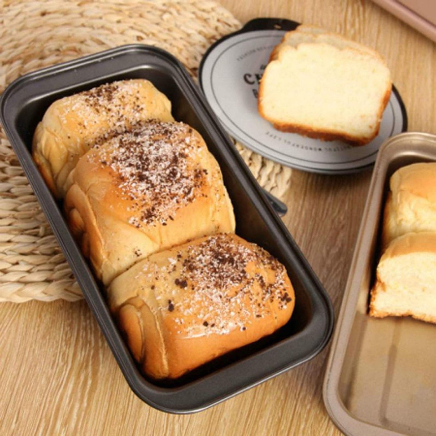 Non-Stick Carbon Steel Loaf & Muffin Bake Pan | Rectangle Bread Mould for Baking in Microwave Oven, Cooker – Black