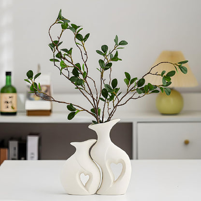Nordic Embrace White Ceramic Vase (Set of 2)