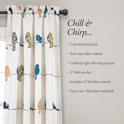 Eclectic Birds Printed Door Eyelet Curtain for Home Pack of 1