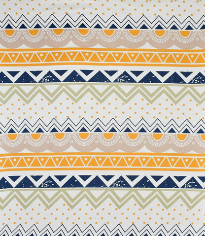 Yellow & Cream Printed Geometric Cotton Diwan Set – 8 Pieces