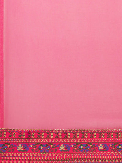 Rani Raiment Pink Ethnic Motifs Printed Gotta Patti Kurta With Trousers & Dupatta