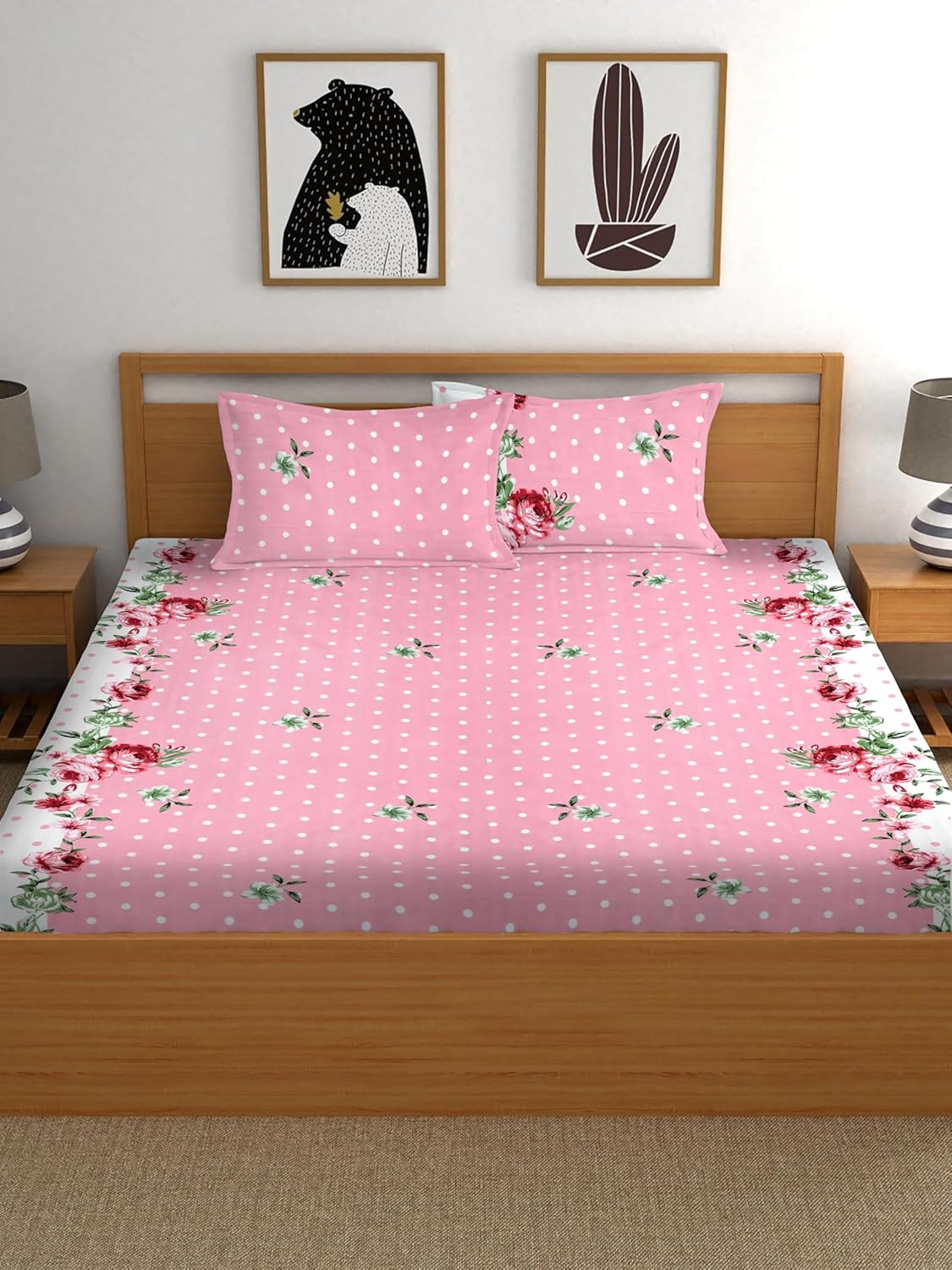 Floral Superfine Cotton Blend Bedsheet with Pillow Covers (2 colors)