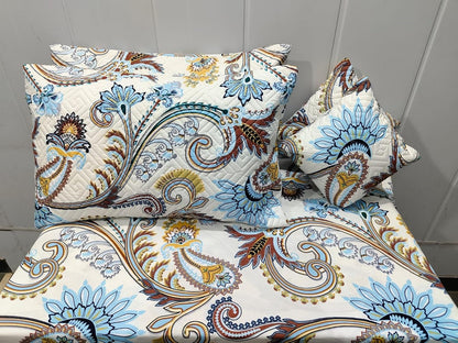 Royal Bloom 5-Piece Embroidered Cotton Bedsheet Set – King Size