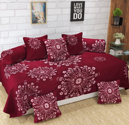 Mandala Pattern Premium 3D Printed Diwan Set 8-Piece