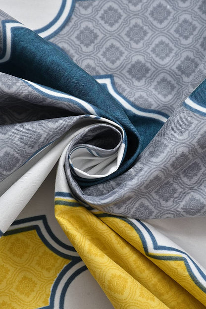 Geometric Glace Cotton 5-Piece Quilted King Size Bedsheet Set– Multicolor Luxury Combo