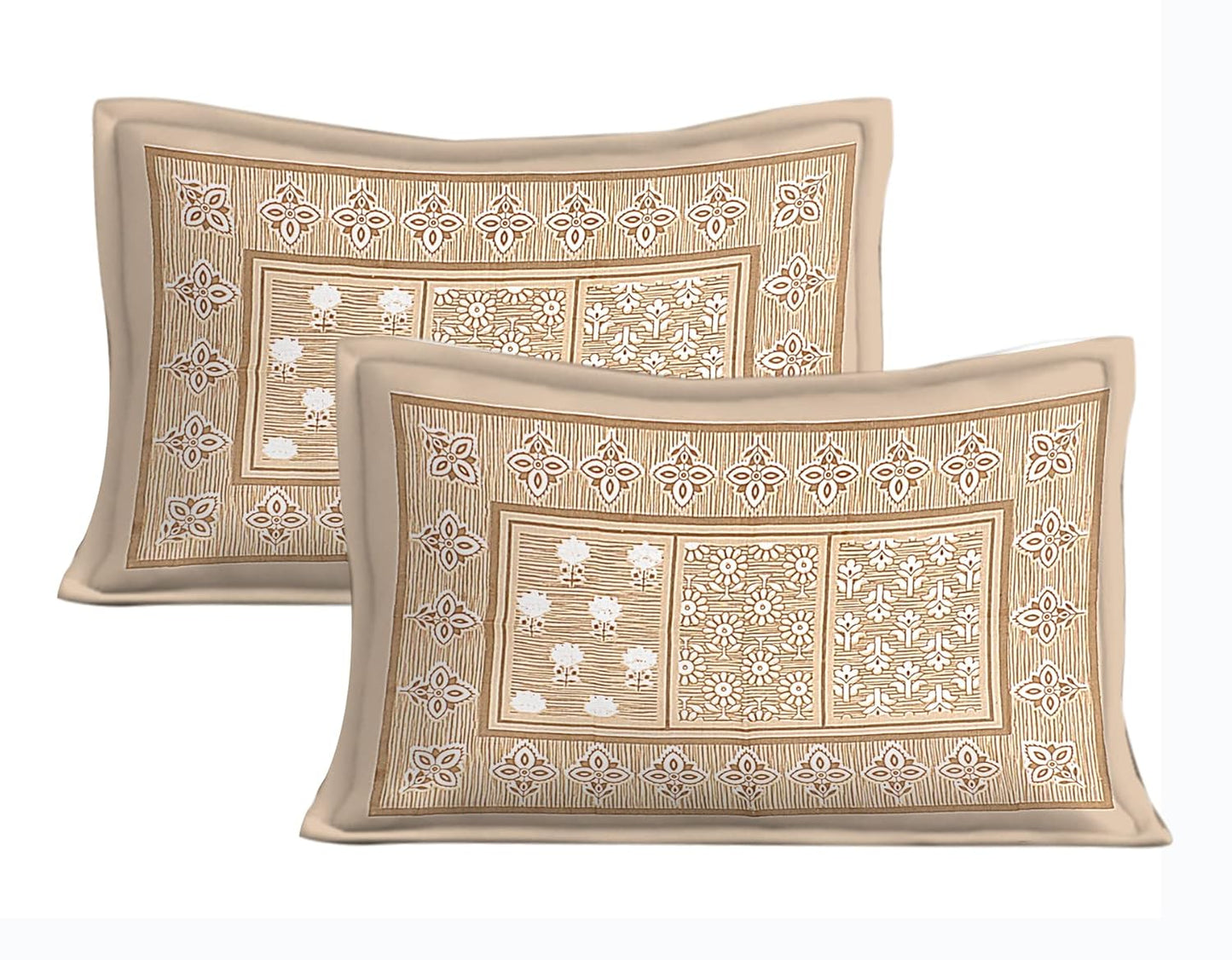 Rajasthani Jaipuri Square Design 100% Cotton Bedsheet with Pillow Covers