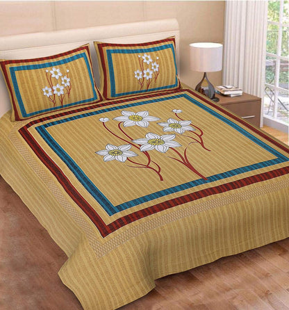 Rajasthani Jaipuri Floral 100% Cotton Bedsheet with 2 Pillow Covers