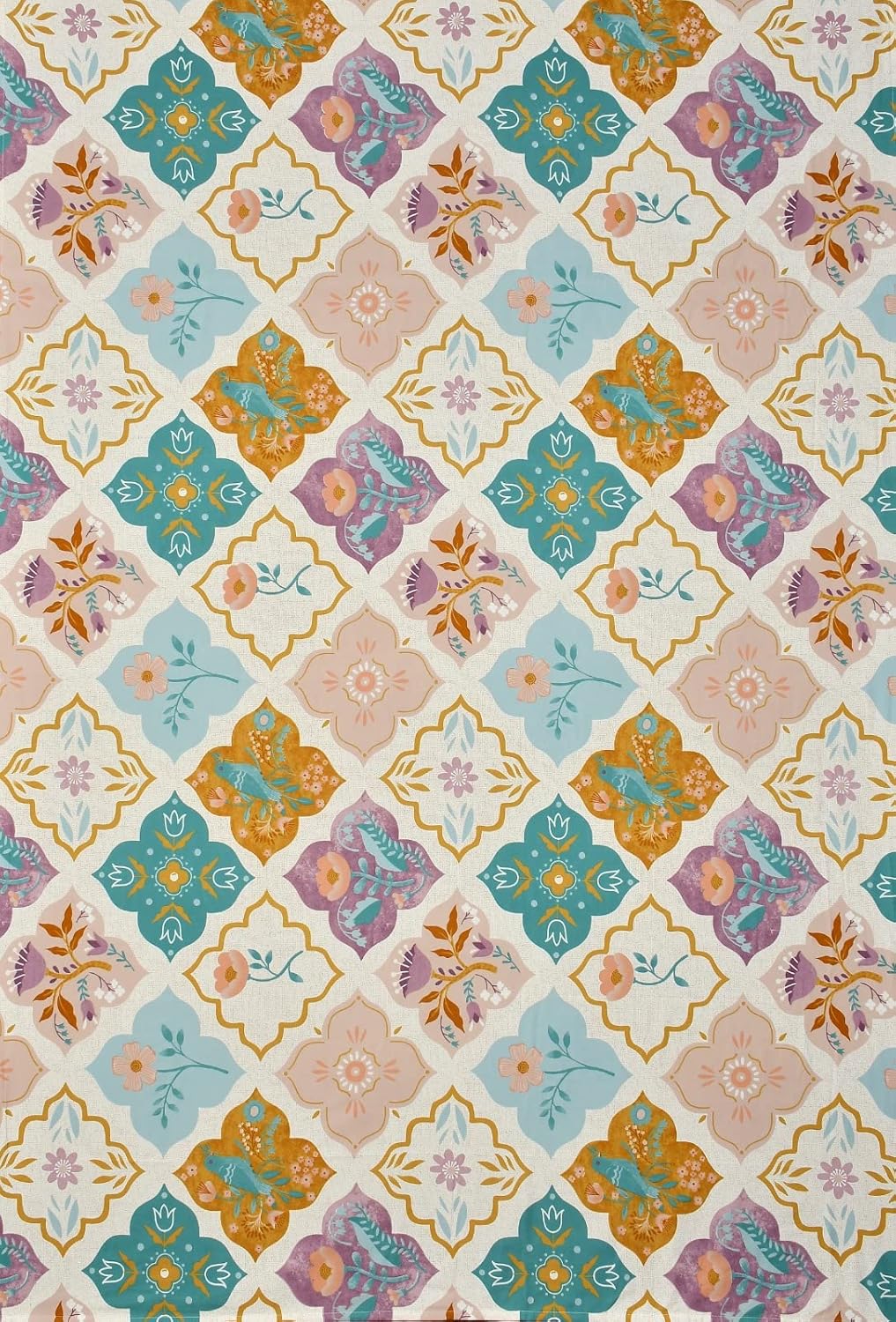 Multi Color Pattern Print Cotton Diwan Set of 8 Pieces