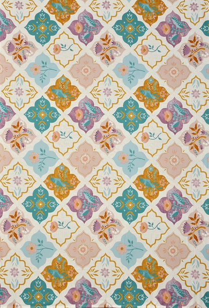 Multi Color Pattern Print Cotton Diwan Set of 8 Pieces