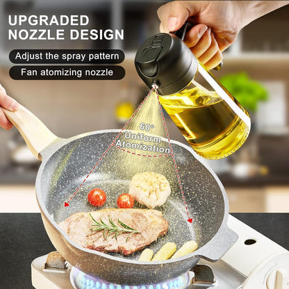 2-in-1 Oil Sprayer & Dispenser - Olive Oil Bottle with Premium Nozzle Food Grade Oil Container for Air Fryer, Salad, BBQ, Roasting – 500ml