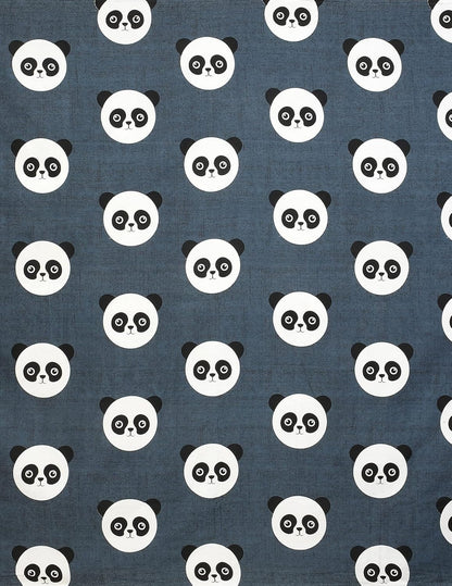 Happy Panda Cartoon Glace Cotton Kids Bedsheet Set (60x90 inches)