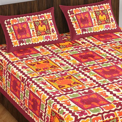 Jaipuri Royal Cotton Double Queen Size Bedsheet Set with 2 Pillow Covers