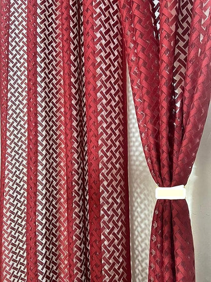 Cross Net Light Filtering Curtains for Home Decor Set of 2