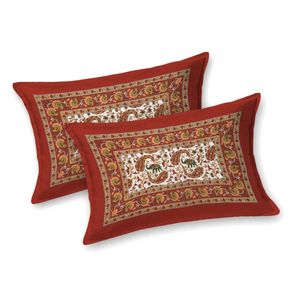 Jaipuri Ethnic Muftis Cotton Bedsheet With Pillow Covers