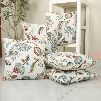 Sanganeri Print Cotton Cushion Covers Set of 5 – 16x16 Inches