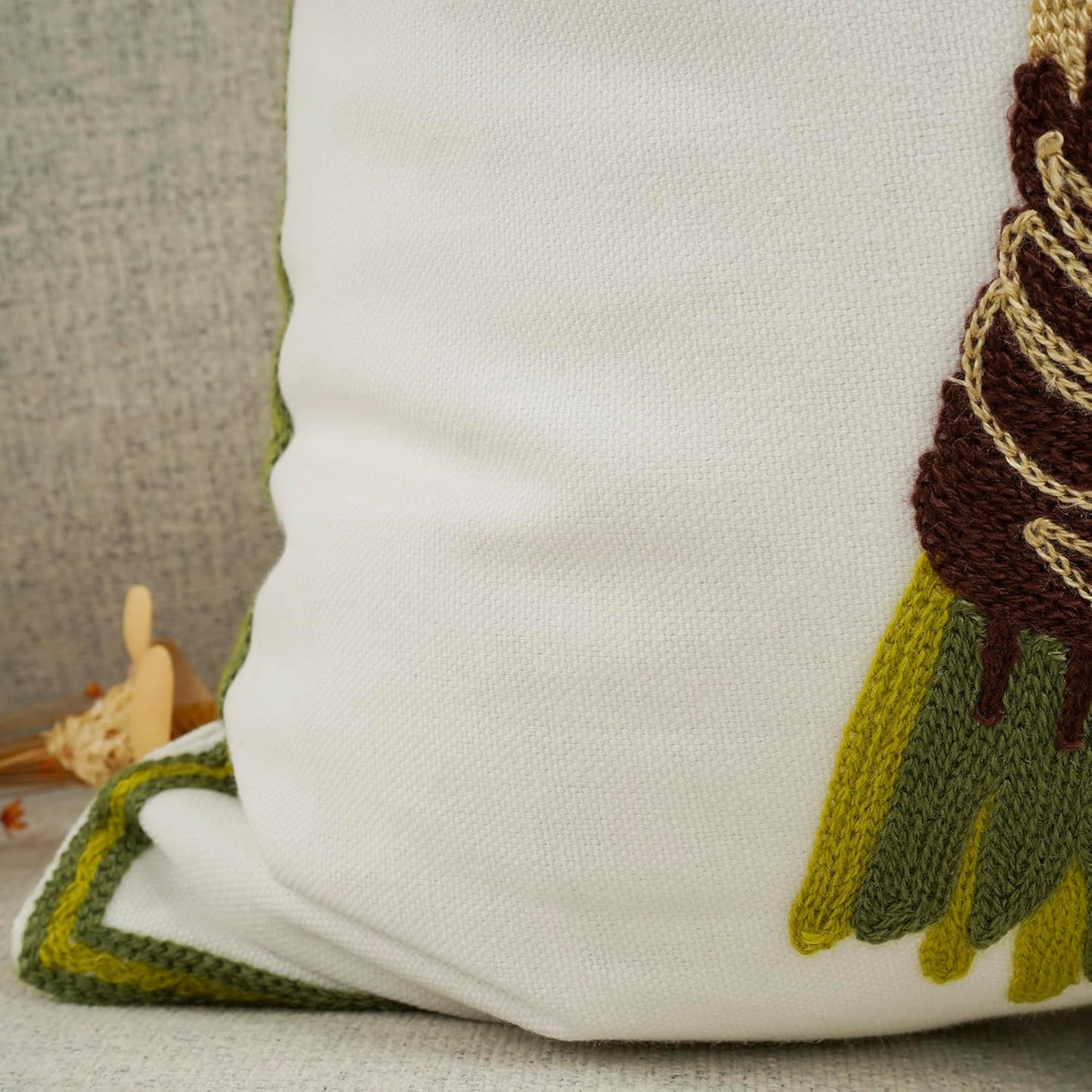 Sunflower Embroidered Throw Pillow Cover – Pack of 2 (16"x16")