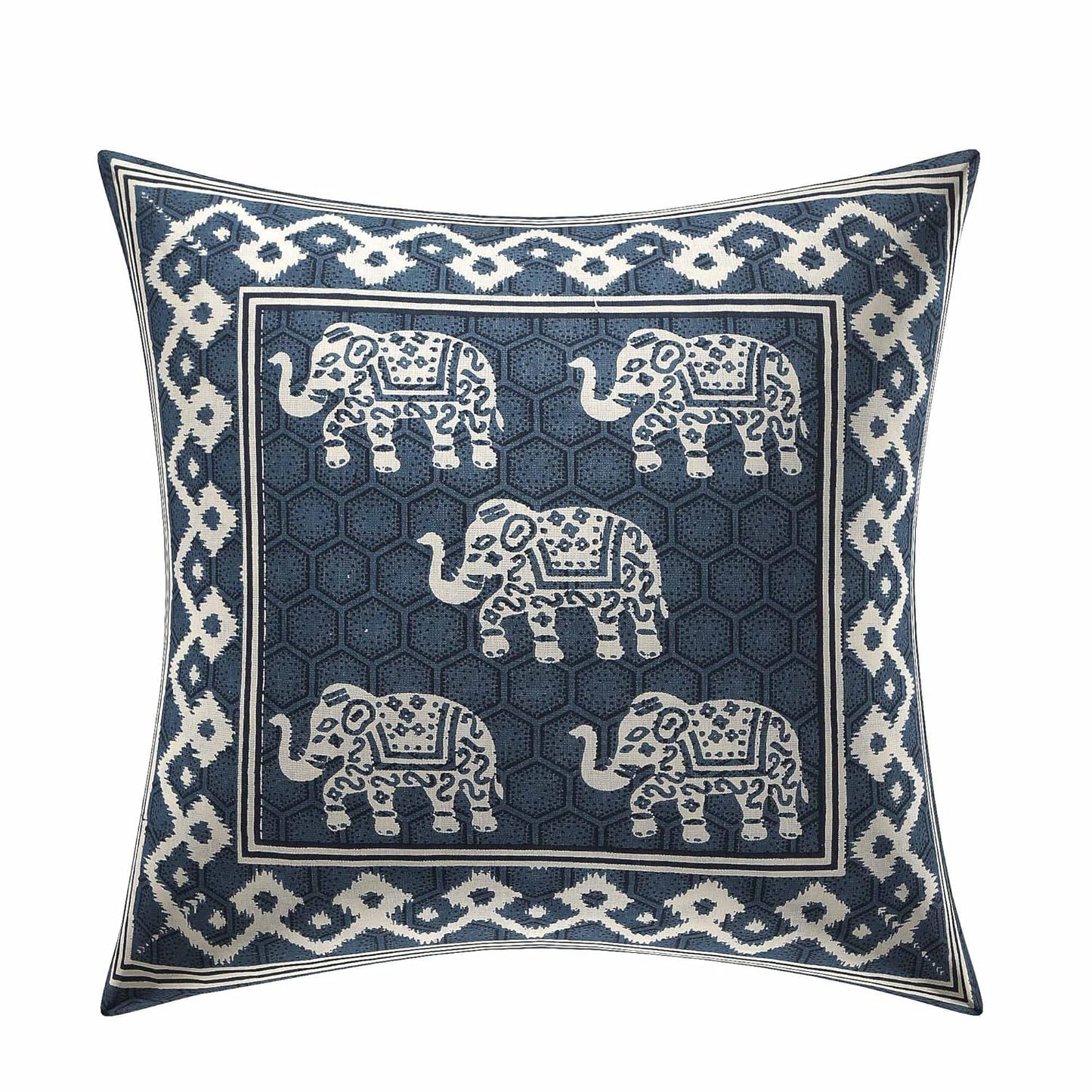 Elephant Motif Cushion Covers – Set of 5 (16x16 Inches)