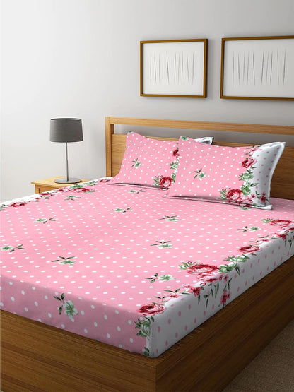 Floral Superfine Cotton Blend Bedsheet with Pillow Covers (2 colors)