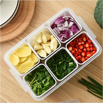 Fridge 6-in-1 Airtight Storage Container - Storage Boxes for Refrigerator with Draining Feature (pack of 1)