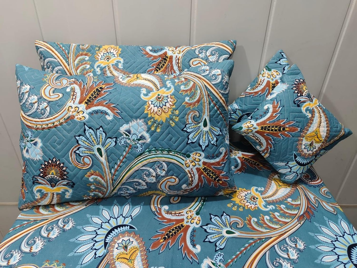 Royal Bloom 5-Piece Embroidered Cotton Bedsheet Set – King Size