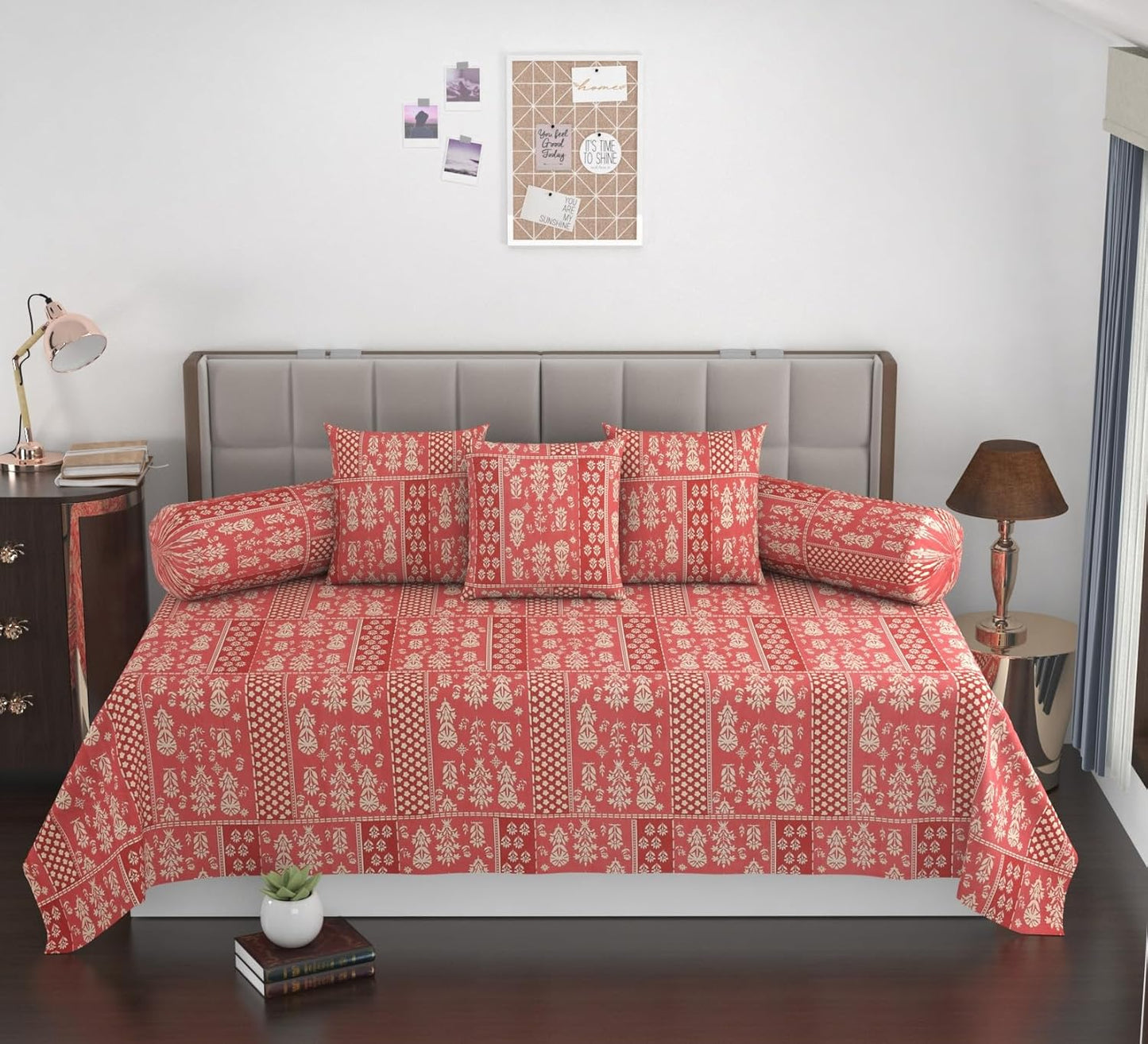 Unique Floral Diwan Cover Set OF 6 Pieces