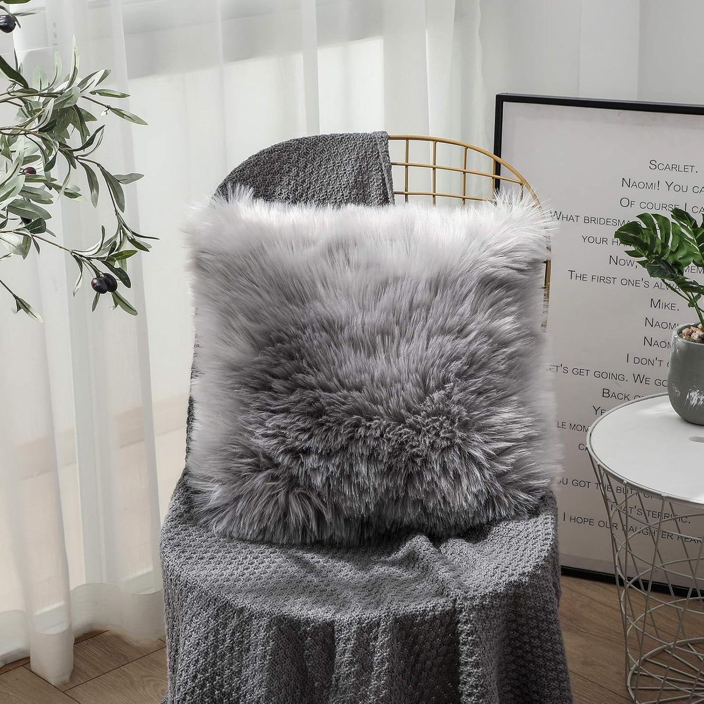 Catchy Fur Cushion Cover Pack of 2 – Gray (30cm x 30cm)