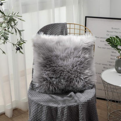 Catchy Fur Cushion Cover Pack of 2 – Gray (30cm x 30cm)