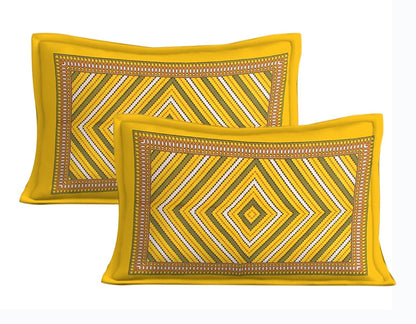 Geometric Striped Pattern 100 % Cotton Bedsheet with Pillow Covers