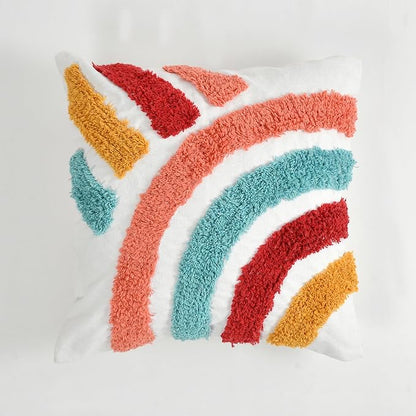 Multicolor Squares Cotton Cushion Covers – Set of 5 (16 x 16 Inches, 230 TC)