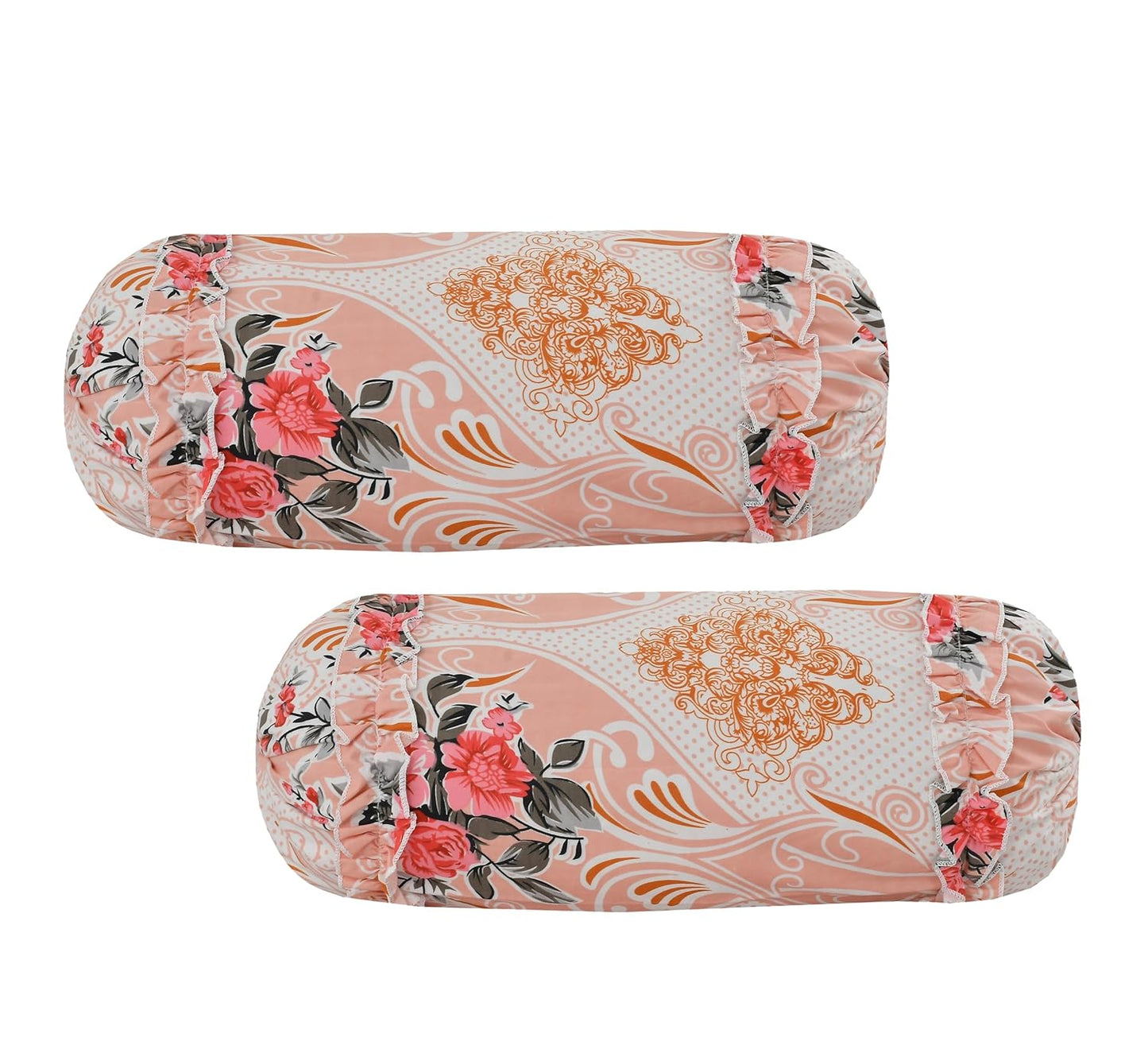 Decorative Frill Cotton Diwan Set – 8 Pieces (Floral Design)