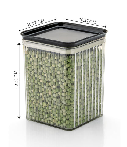 1100ml Airtight Square Food Storage Container For Kitchen, Multi Proposal Kitchen Container Set– BLACK (12 Pcs Combo)