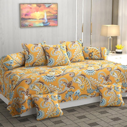 Floral Elegance Designer Diwan Set – 8 Piece Premium Cotton Combo