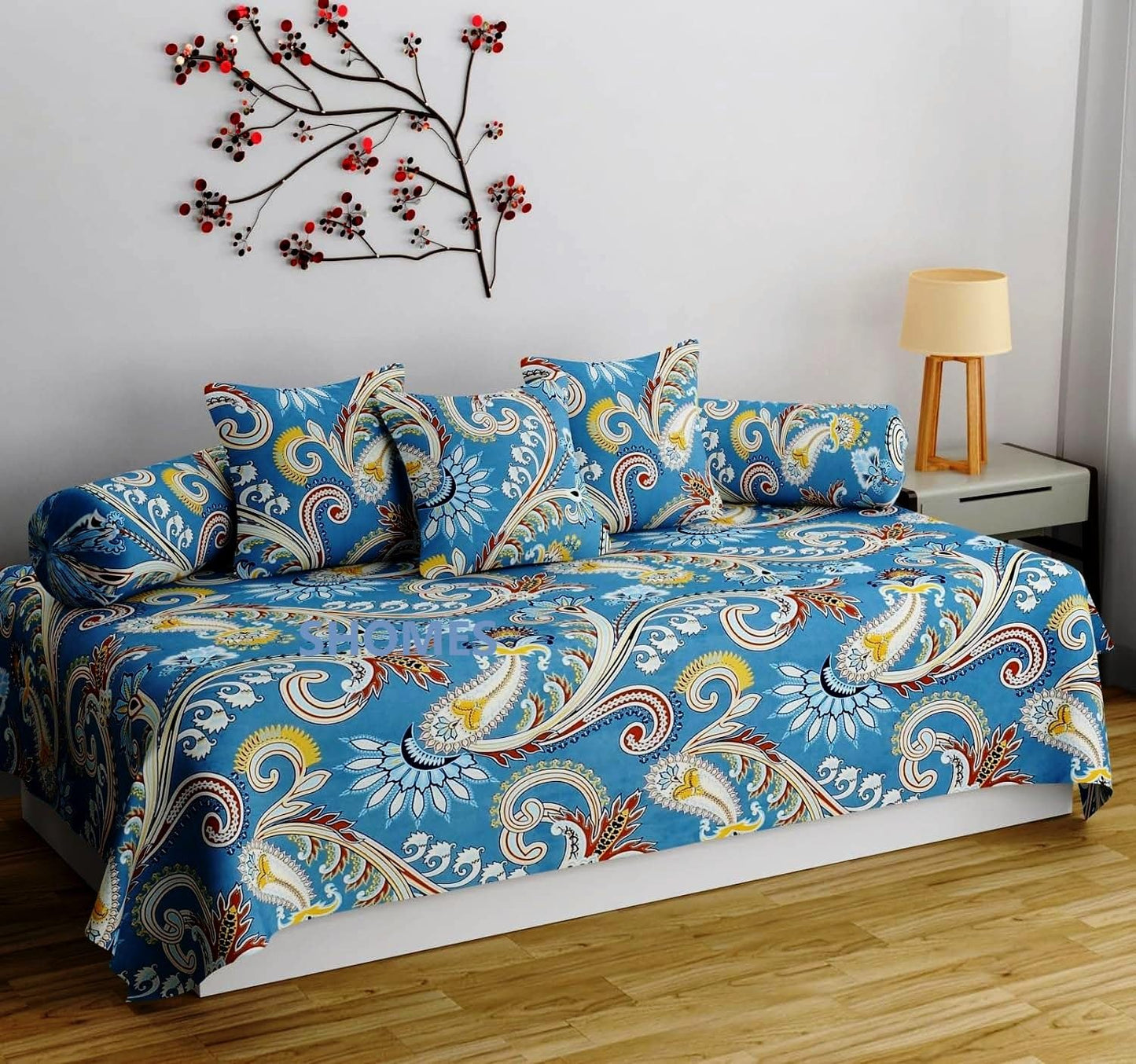 Floral Elegance Designer Diwan Set – 8 Piece Premium Cotton Combo