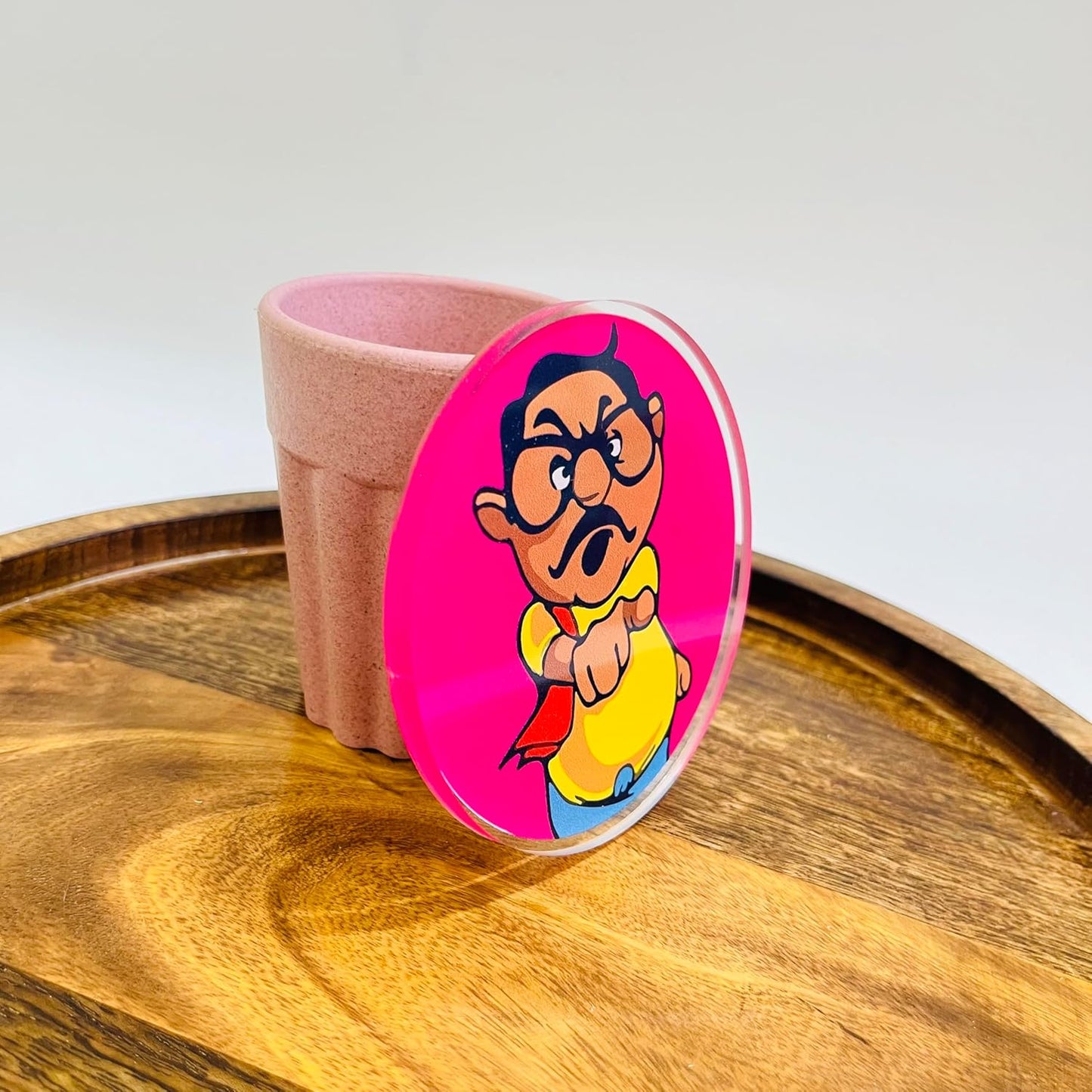 Coasters Set Stylish Anna Printed, Acrylic 6mm Thickness (Set of 4, Round 3.5 X 3.5 Inch)