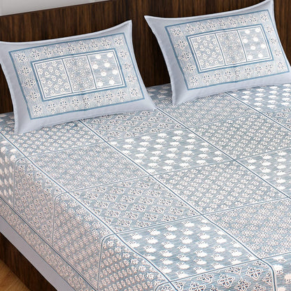 Rajasthani Jaipuri Square Design 100% Cotton Bedsheet with Pillow Covers