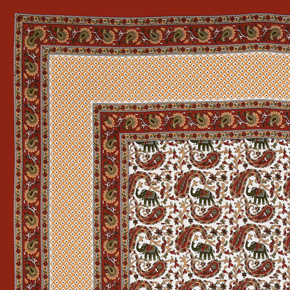 Jaipuri Ethnic Muftis Cotton Bedsheet With Pillow Covers