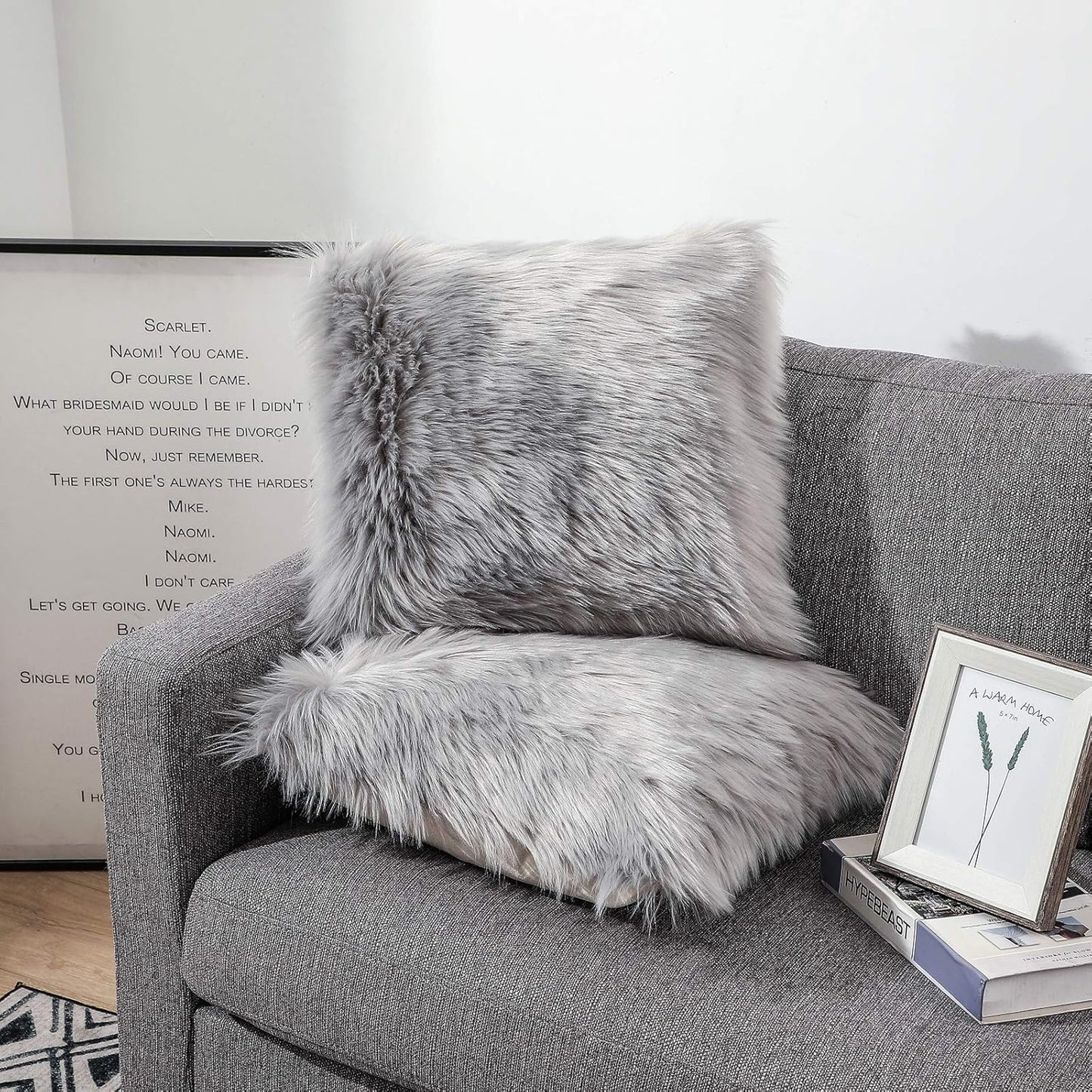 Catchy Fur Cushion Cover Pack of 2 – Gray (30cm x 30cm)