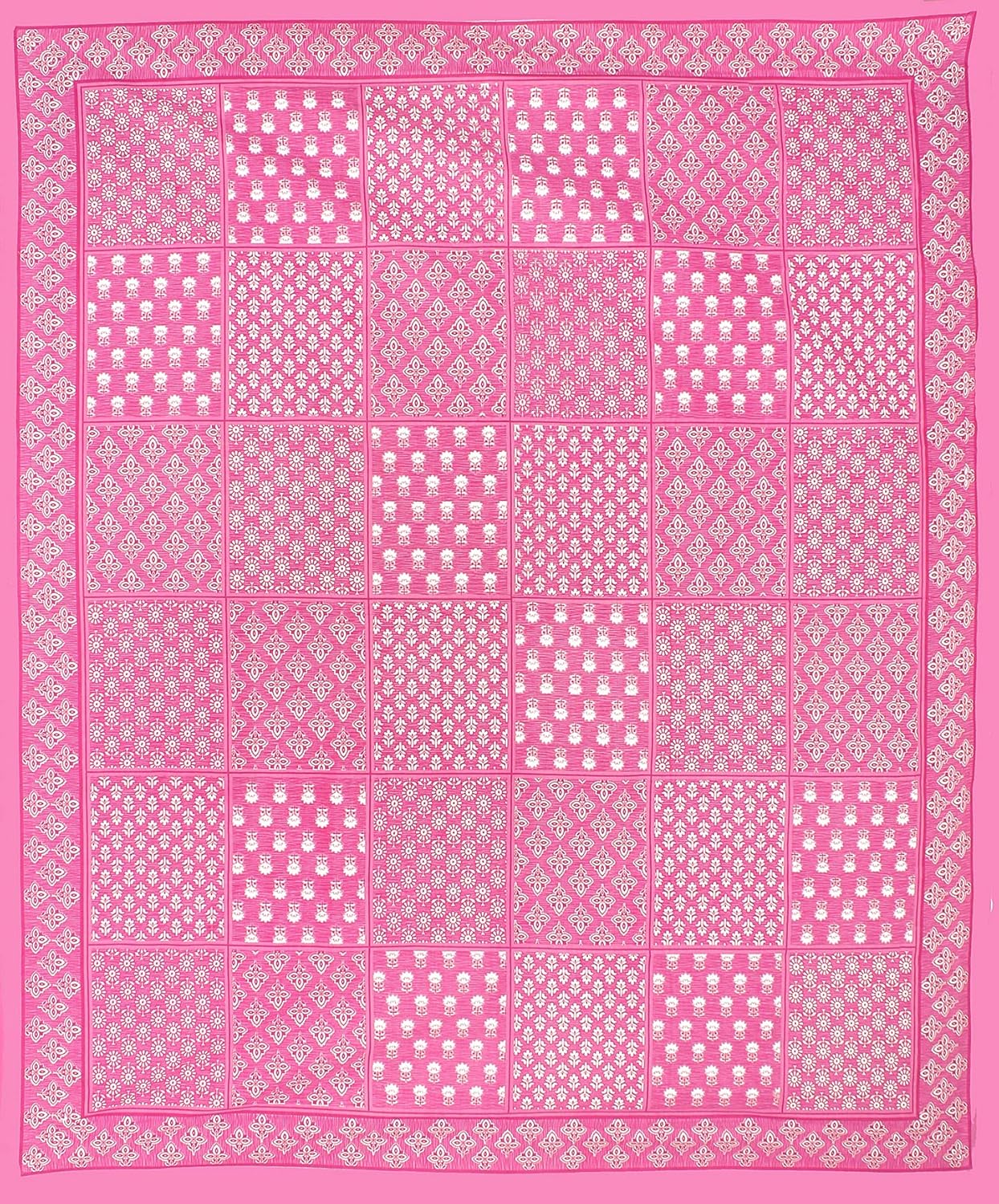 Rajasthani Jaipuri Square Design 100% Cotton Bedsheet with Pillow Covers