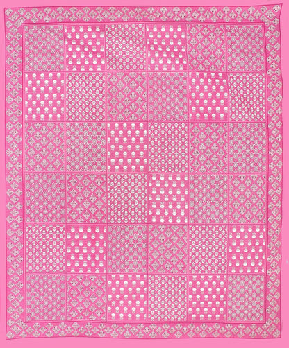 Rajasthani Jaipuri Square Design 100% Cotton Bedsheet with Pillow Covers