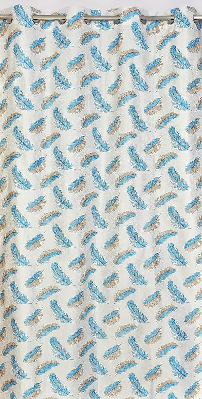 Semi-Transparent Feather Print Polyester Curtains Pack of 2