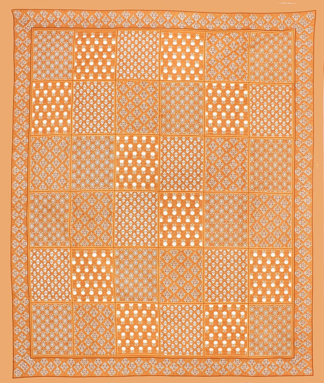 Rajasthani Jaipuri Square Design 100% Cotton Bedsheet with Pillow Covers