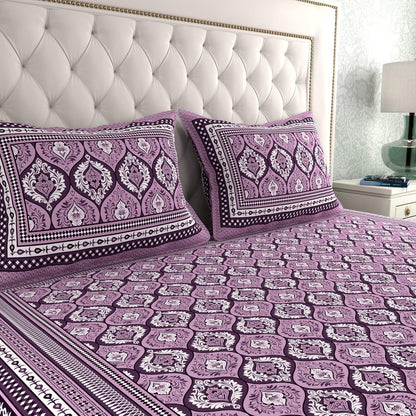 Elegant Ethnic Motifs Patterns 100 %cotton Bedsheet with Pillow Covers