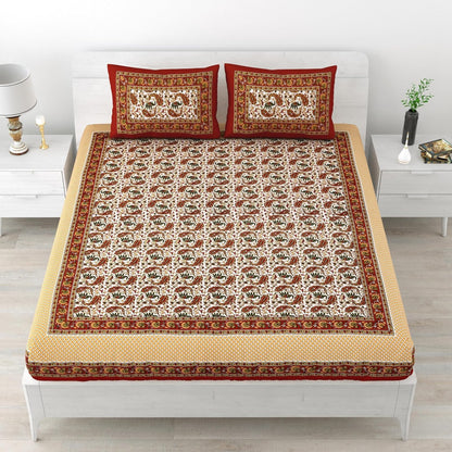Jaipuri Ethnic Muftis Cotton Bedsheet With Pillow Covers