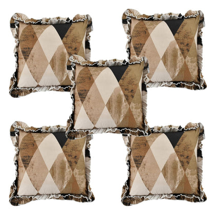 Decorative Frill Checked Cotton Diwan Set – 8 Pcs