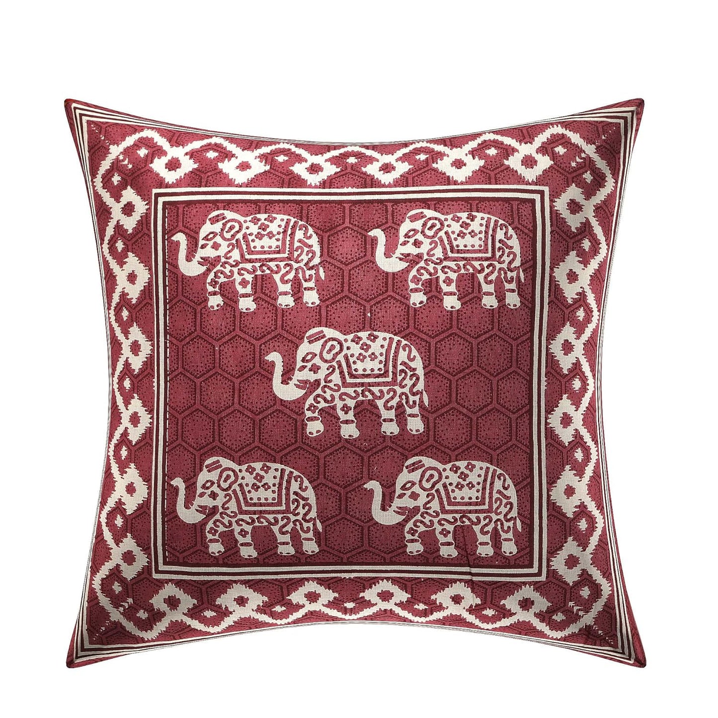 Elephant Motif Cushion Covers – Set of 5 (16x16 Inches)