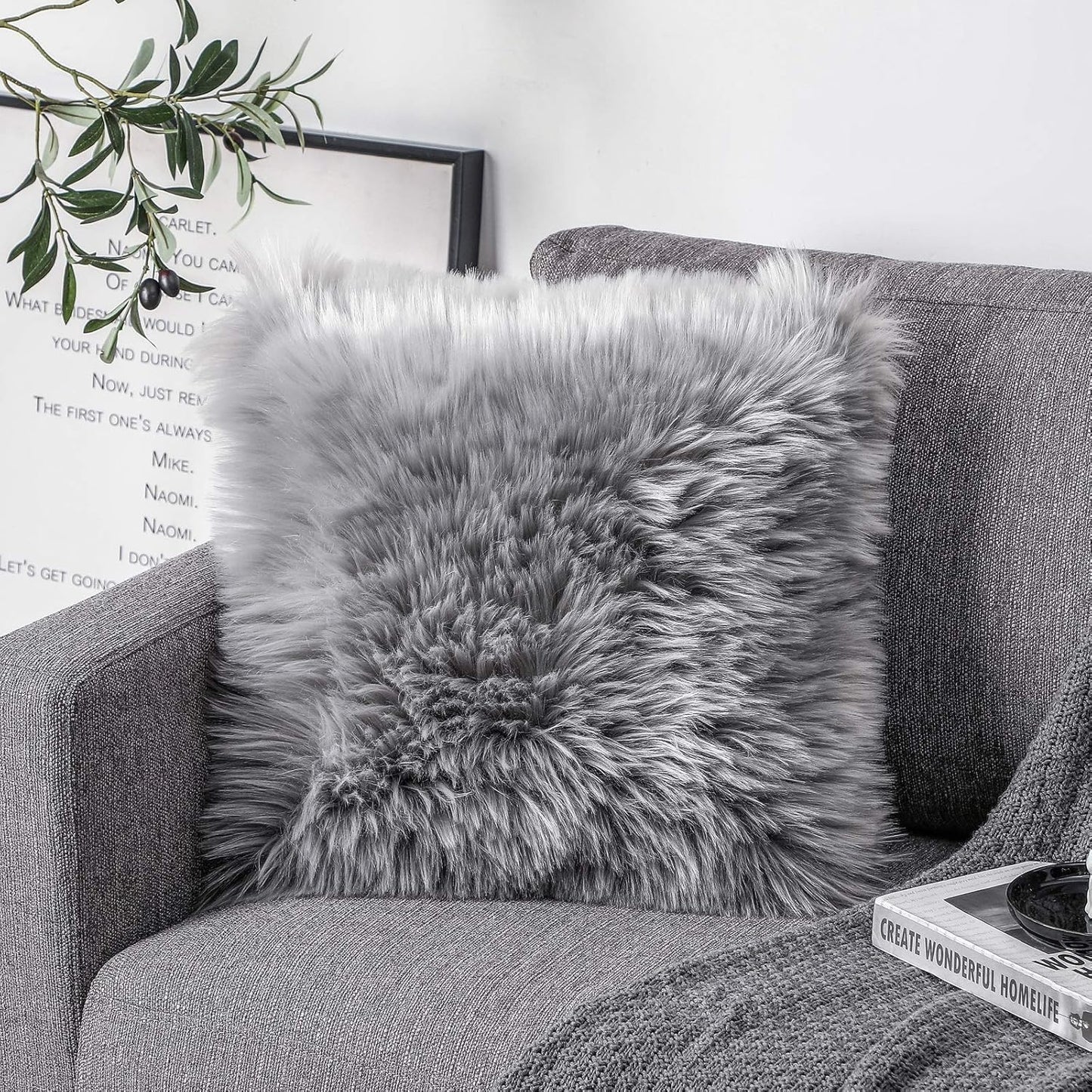 Catchy Fur Cushion Cover Pack of 2 – Gray (30cm x 30cm)